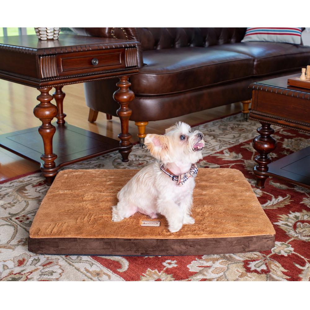 Small Memory Foam Orthopedic Pet Bed Mat In Mocha & Earth Brown