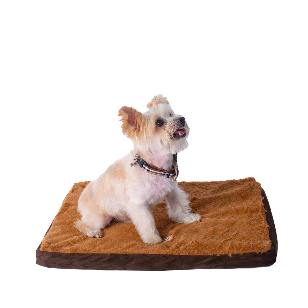 Small Memory Foam Orthopedic Pet Bed Mat In Mocha & Earth Brown