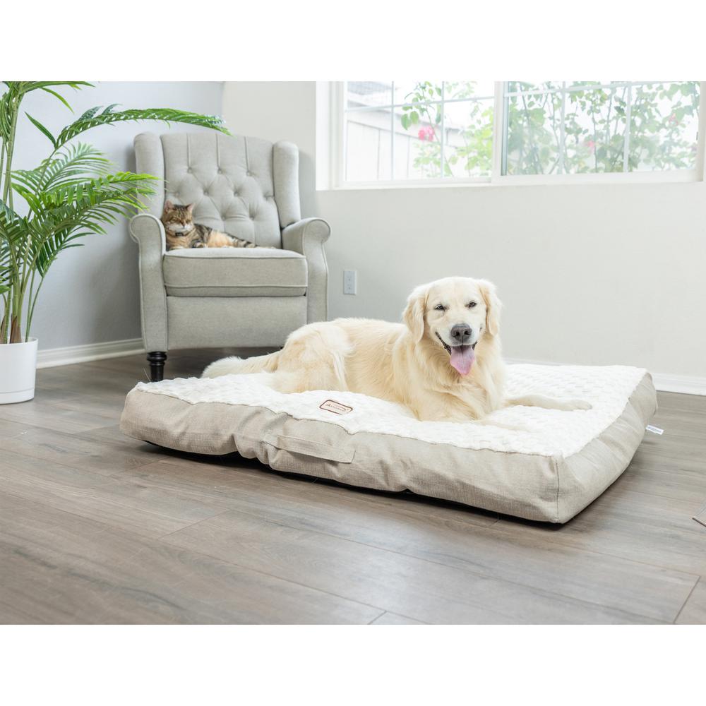 Extra Large With Handle, Dog Crate Mat With Poly Fill Cushion & Removable Cover