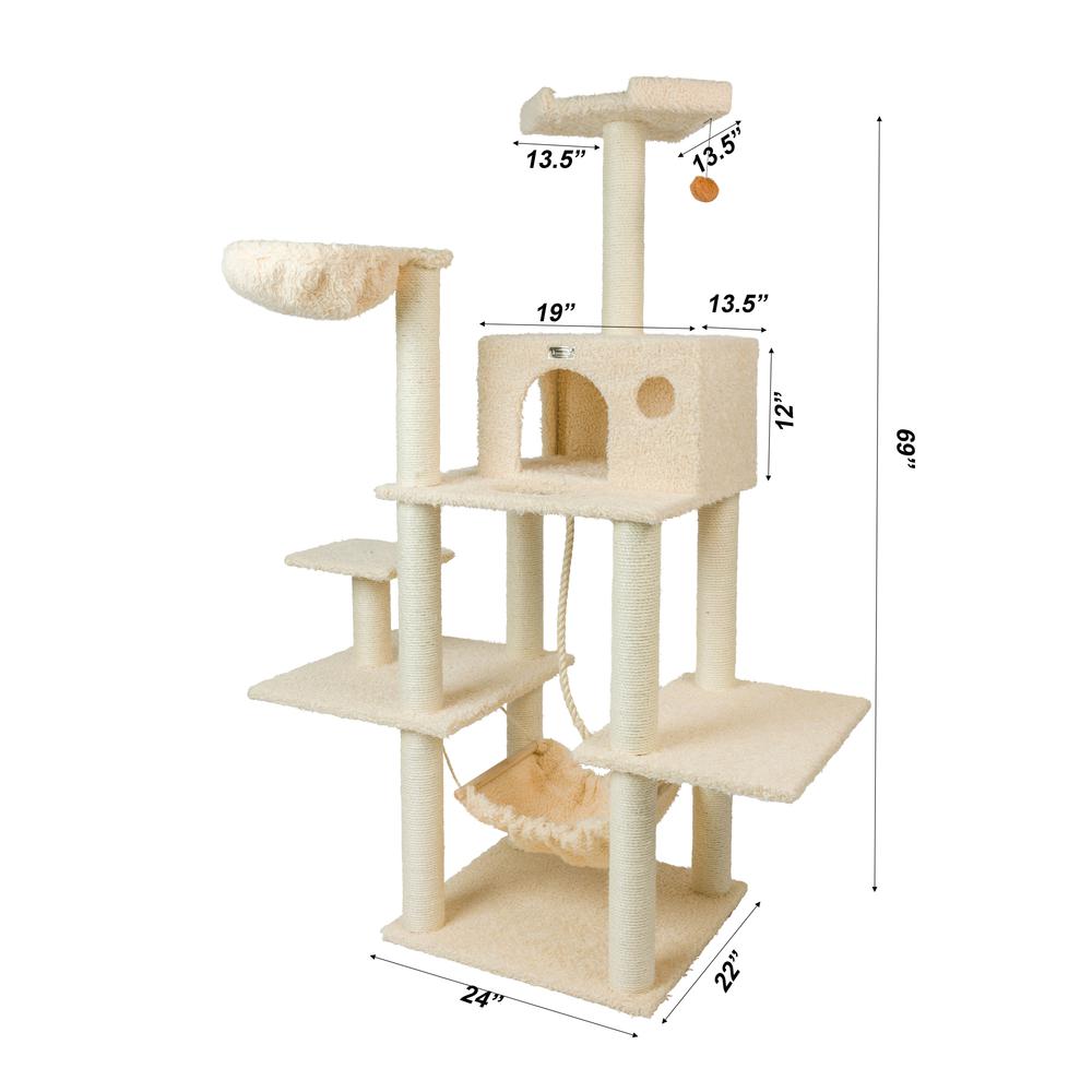 Mult -Level Real Wood Cat Tree Hammock Bed, Climbing Center For Cats And Kittens