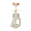 Ivory Fleece Covered 53" High Real Wood Cat Tree