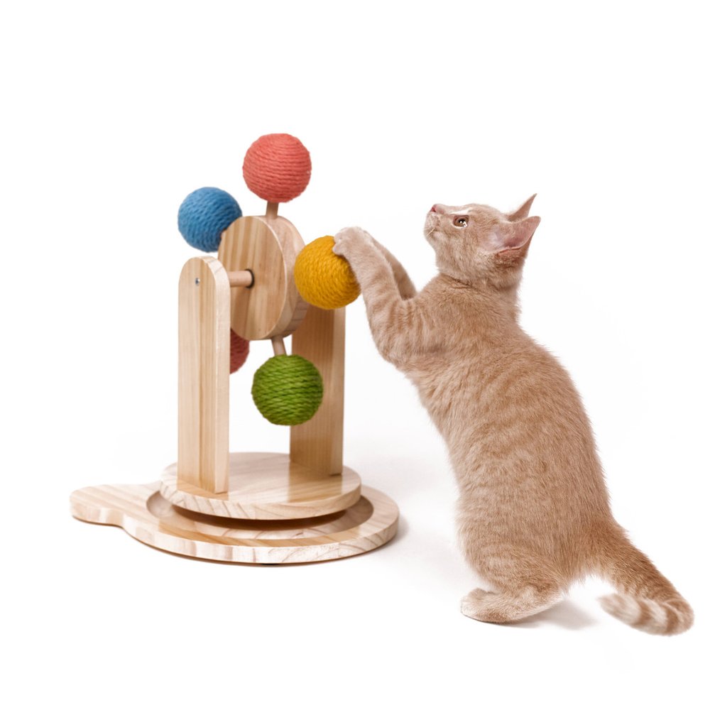 Pinewood Ferris Wheel Cat Toy - Interactive Play Center