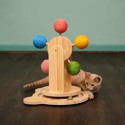 Pinewood Ferris Wheel Cat Toy - Interactive Play Center