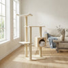 Bison Pets Cat Tree Tower with Three-Level Scots Pine Condo, Natural Beige