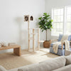 Bison Pets Tall Cat Tree with Five-Level Scots Pine Condo, Natural Beige