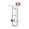 Bison Pets Cat Tree Tower with Seven Levels, Two Playhouses, Natural Beige