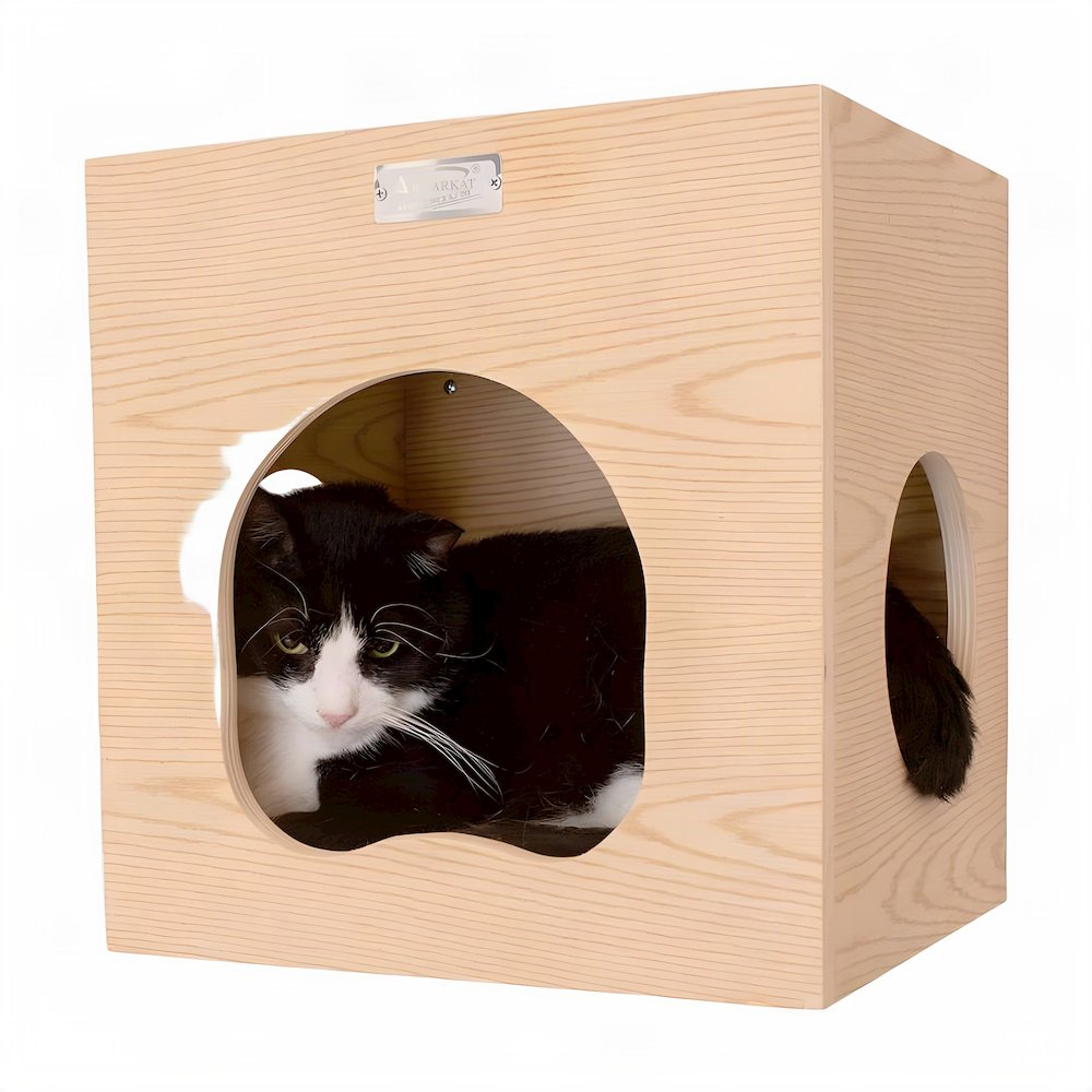 Bison Pets Small Cat Tree with Condo, Perch and Soft Perch, Natural Beige