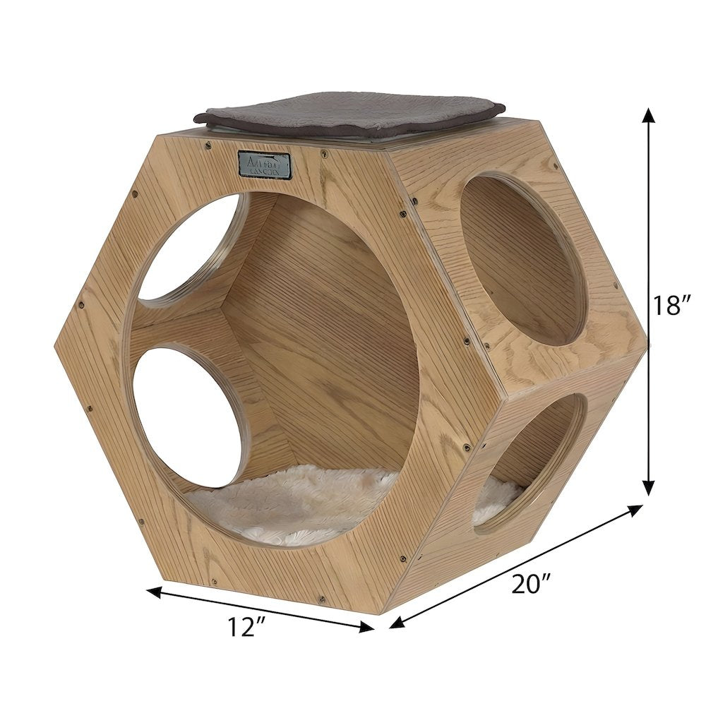 Solid Wood Hexagon Condo Wall-Mounted Cat Climbing Perch and Scratcher
