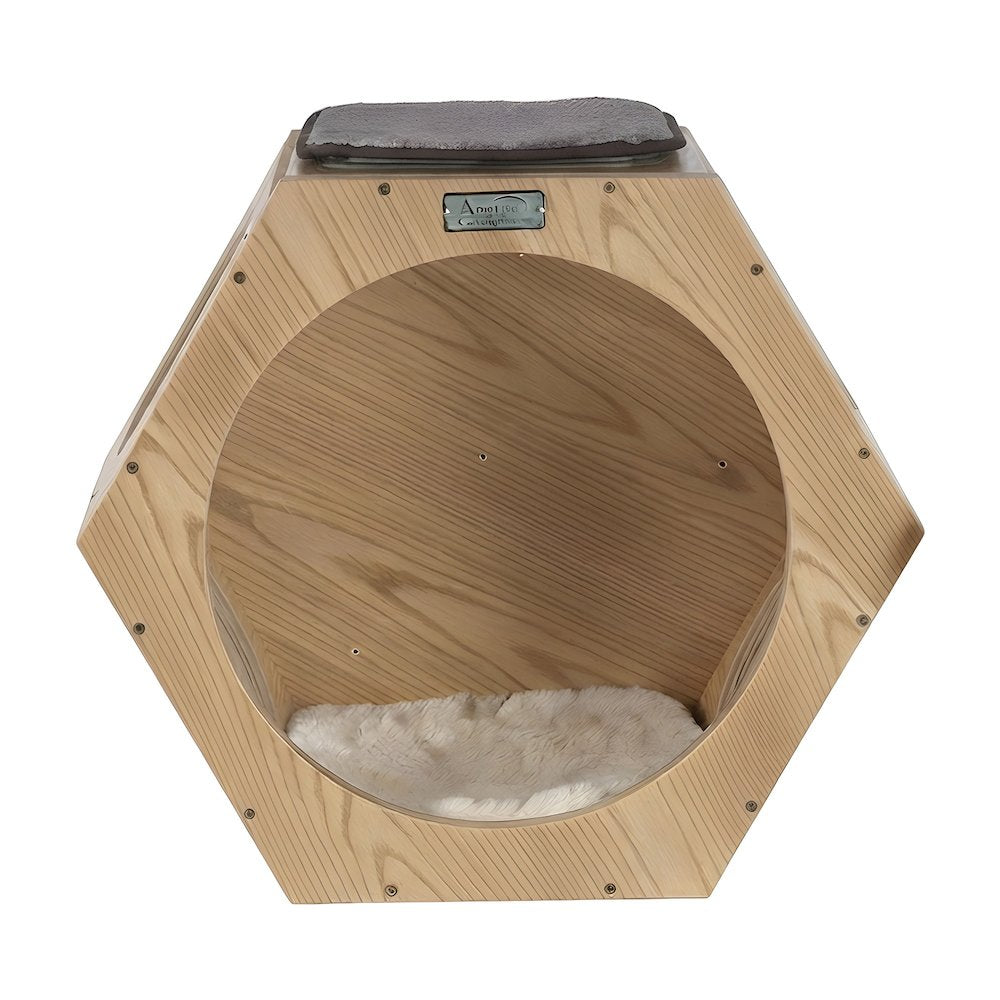 Solid Wood Hexagon Condo Wall-Mounted Cat Climbing Perch and Scratcher