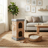 Pressed Wood 2-Story Cat House with Sisal Carpet and Faux Fur Condo