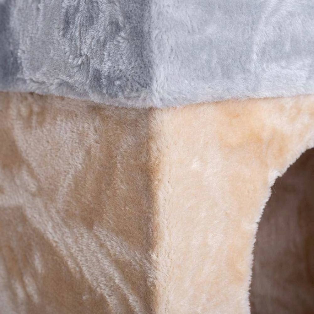 Pressed Wood 2-Story Cat House with Sisal Carpet and Faux Fur Condo