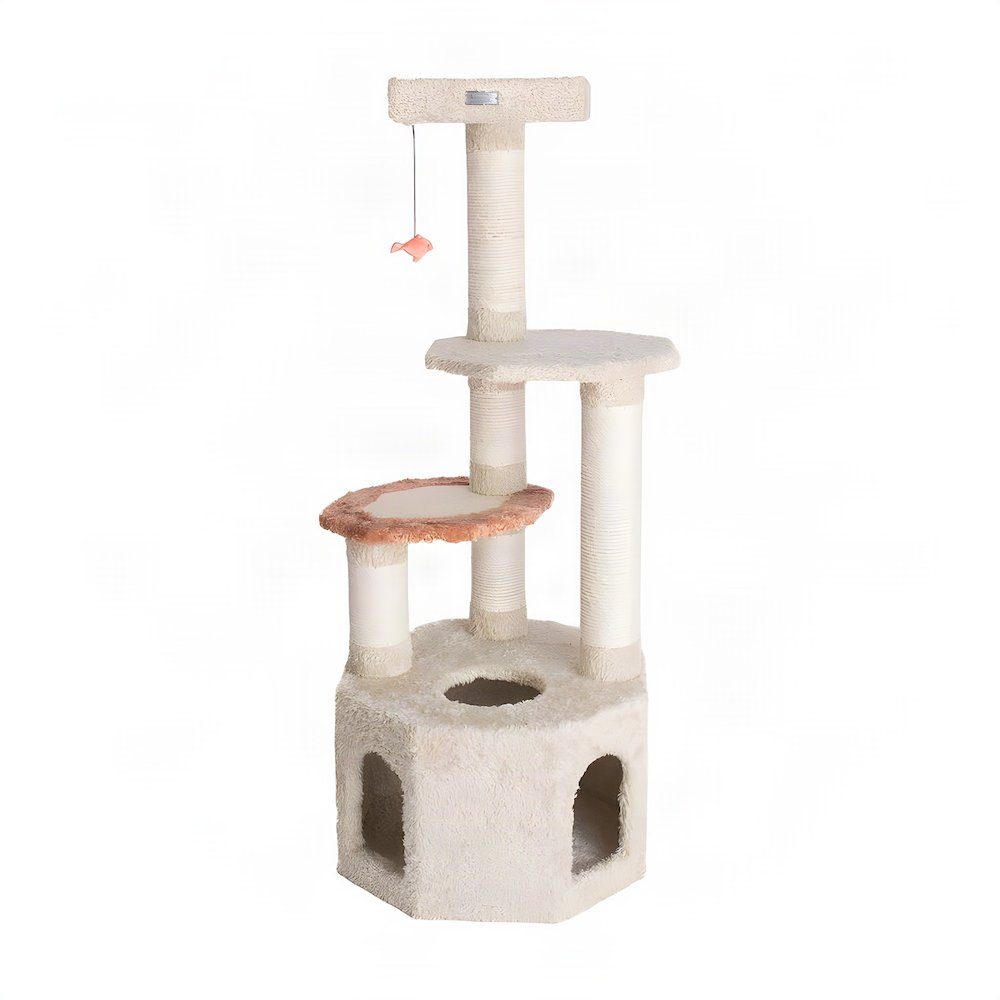 Bison Pets Cat Tree Tower with Condo, Sisal-Wrapped Posts and Perch, KHAKI