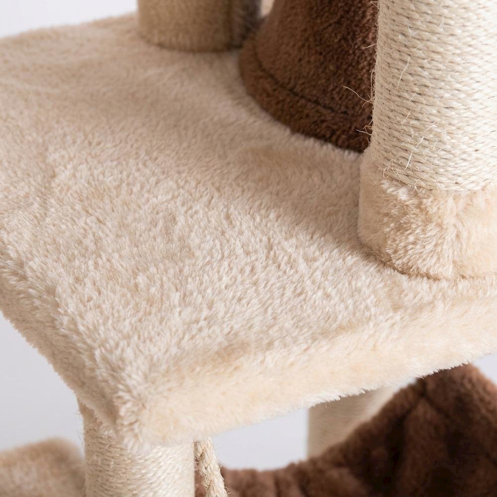 Pressed Wood Six-Level Cat Tree with Playhouse Condo and Rope Ladder