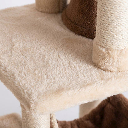 Pressed Wood Six-Level Cat Tree with Playhouse Condo and Rope Ladder