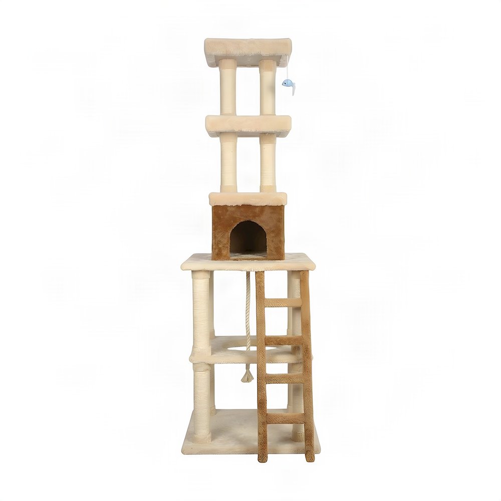 Bison Pets Tall Cat Tree with Condo, and Sisal Post, Beige