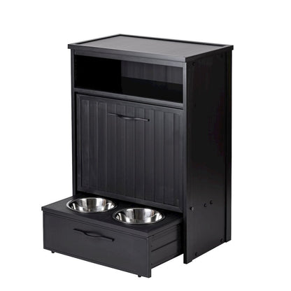 Brea Dog Food Pantry Double Dog Bowl-Espresso Black