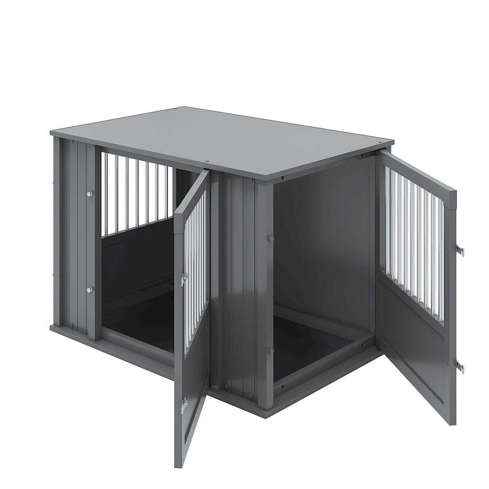 Durable ECOFLEX Large Dog Crate with Flexible Door Placement in Black