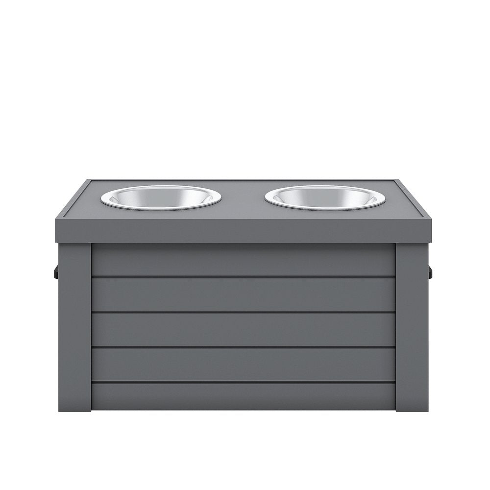 Elevated Dog Feeder in Grey, Two Bowl Design, Small to Medium Size Dog