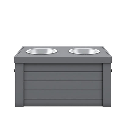 Elevated Dog Feeder in Grey, Two Bowl Design, Small to Medium Size Dog