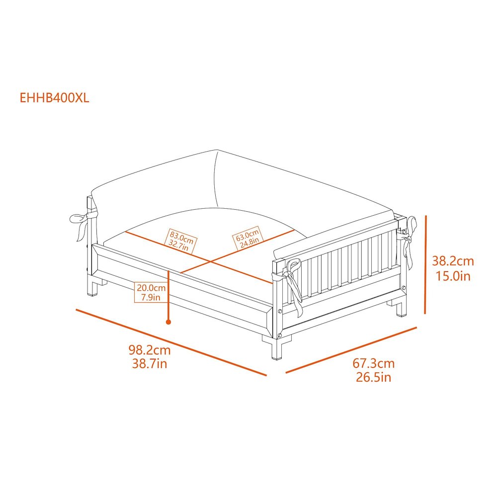 ECOFLEX® Manhattan Raised Dog Bed with Cushion - Grey