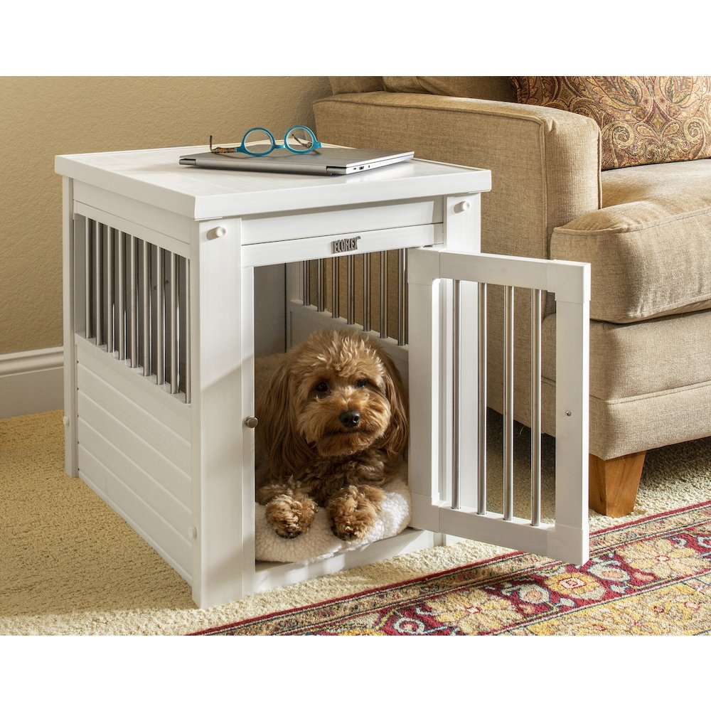 ECOFLEX® Dog Crate End Table - Antique White Small