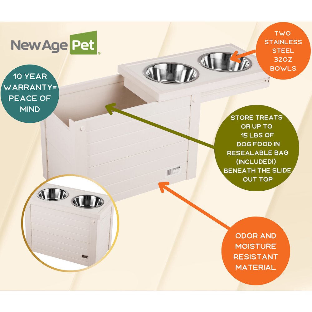 ECOFLEX® Piedmont 2-Bowl Diner with Sliding Lid Storage Bin -Antique White