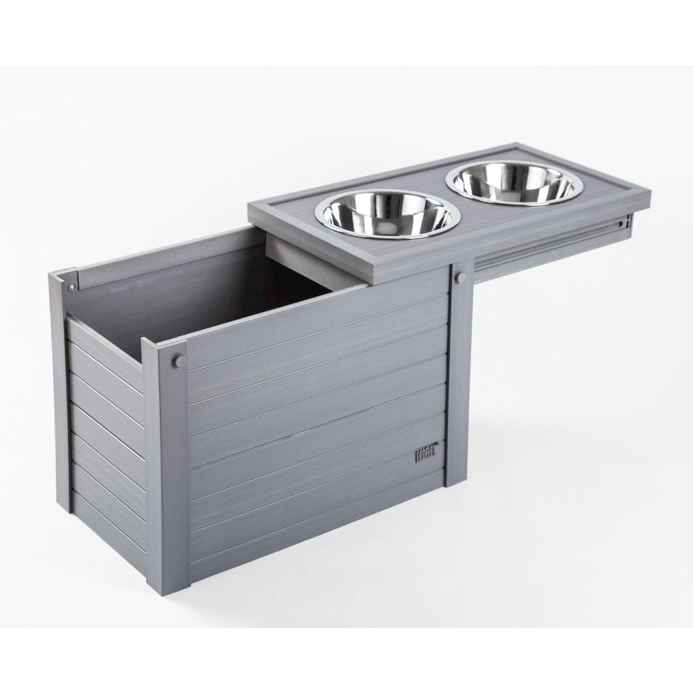 ECOFLEX® Piedmont 2-Bowl Diner with Sliding Lid Storage Bin -Grey