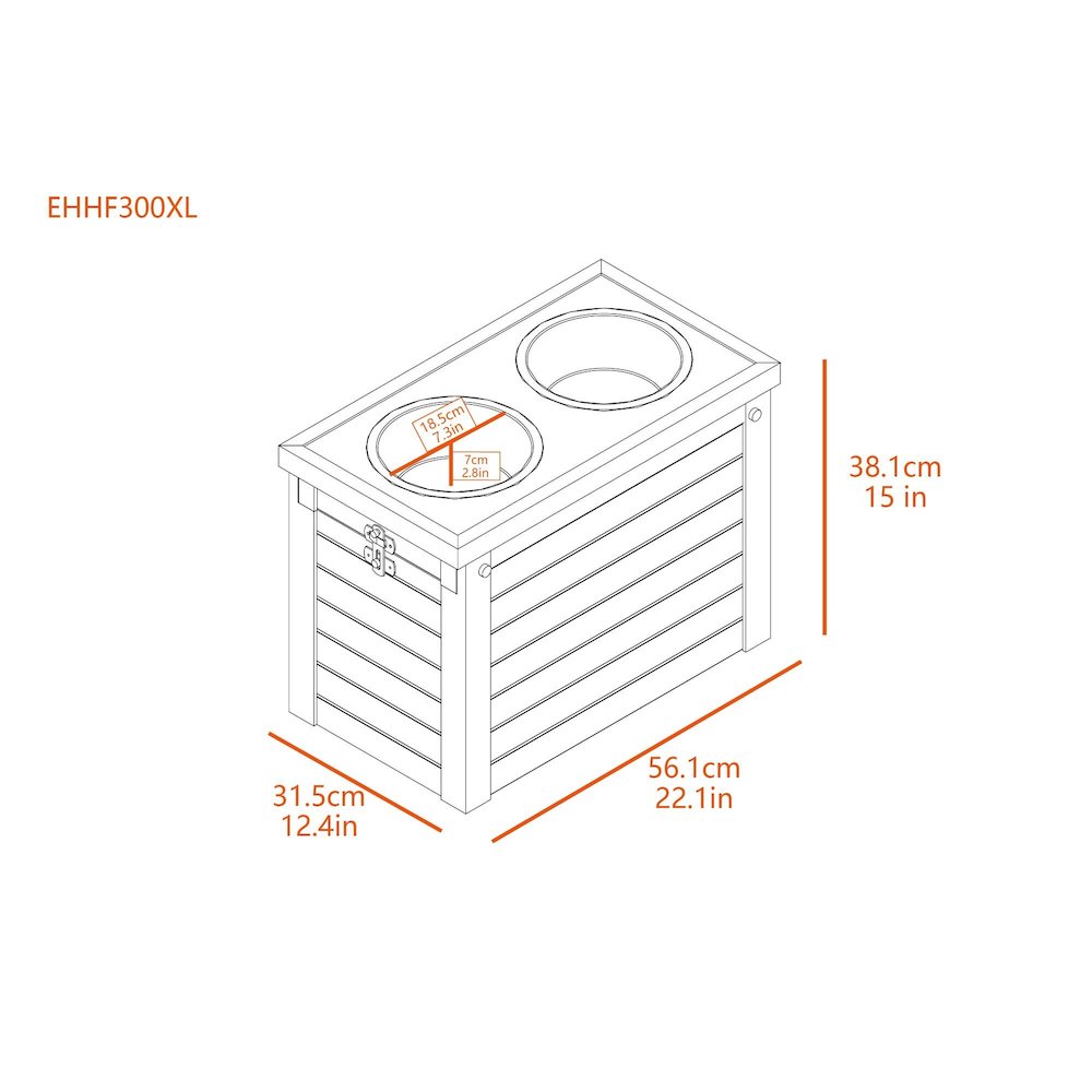 ECOFLEX® Piedmont 2-Bowl Diner with Sliding Lid Storage Bin -Grey