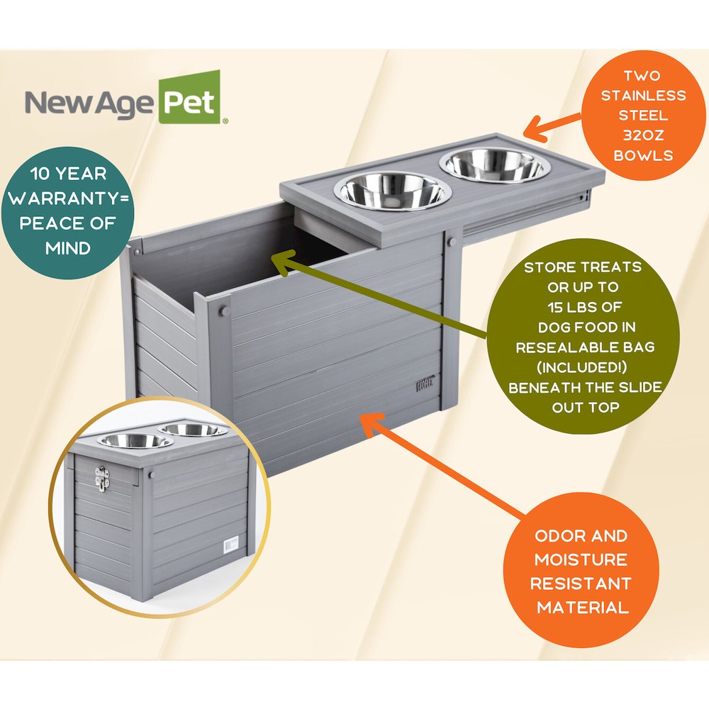 ECOFLEX® Piedmont 2-Bowl Diner with Sliding Lid Storage Bin -Grey