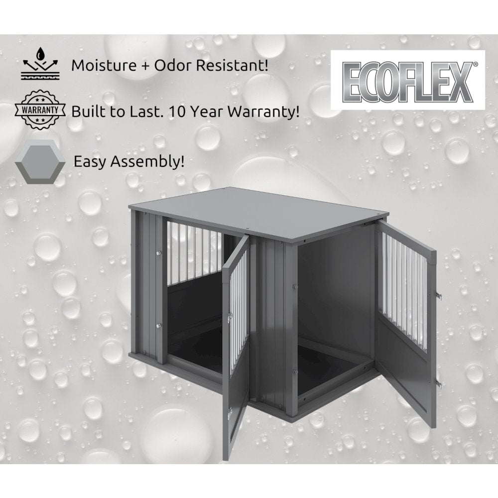 Durable ECOFLEX Large Dog Crate with Flexible Door Placement in Black