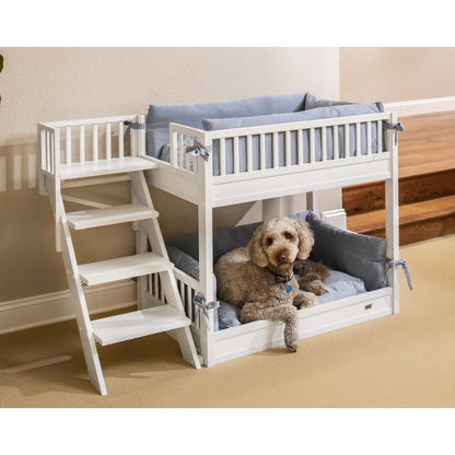 Dog Bunk Bed with Removable Cushions - Antique White