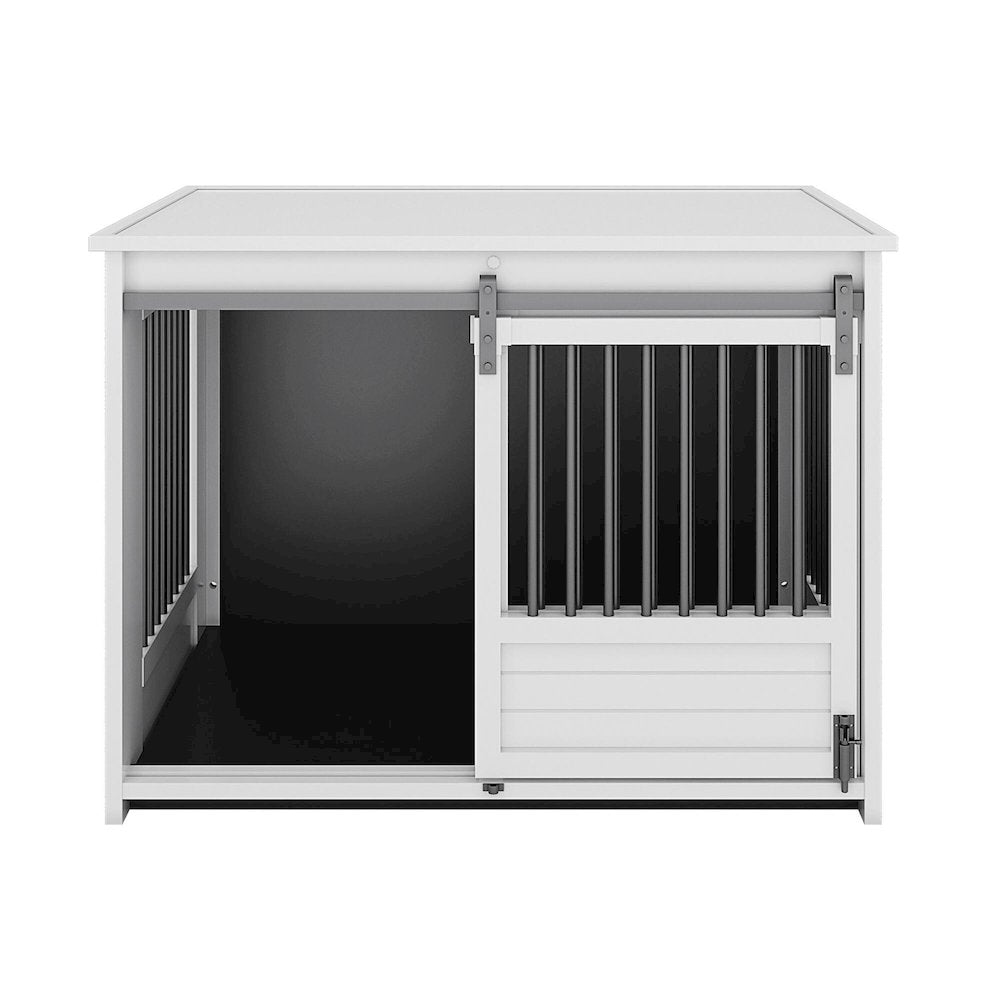 ECOFLEX Barn Door Dog Crate End Table - Antique White Large