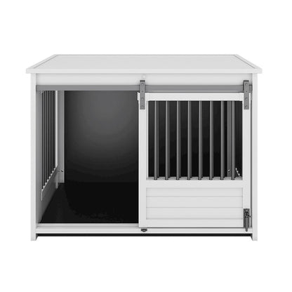 ECOFLEX Barn Door Dog Crate End Table - Antique White Large