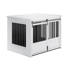 ECOFLEX Barn Door Dog Crate End Table - Antique White Large