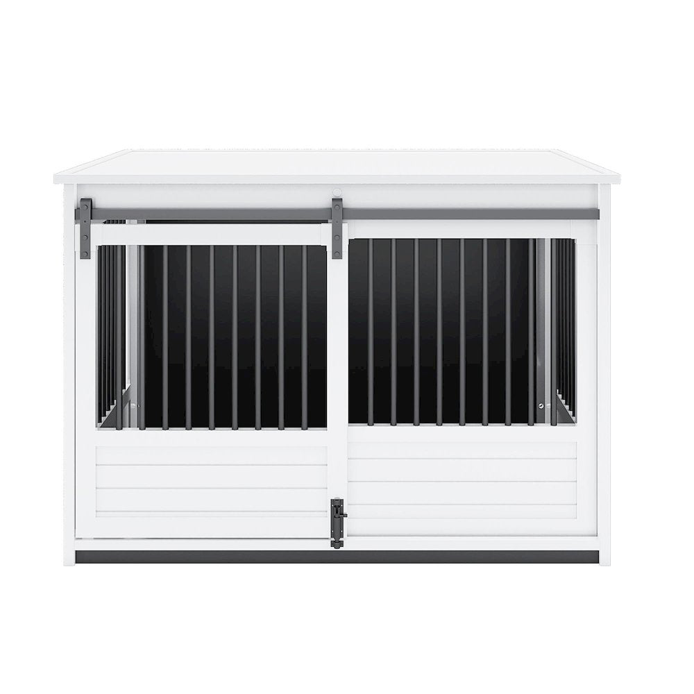 ECOFLEX Barn Door Dog Crate End Table - Antique White X-Large