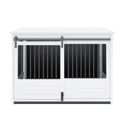 ECOFLEX Barn Door Dog Crate End Table - Antique White X-Large