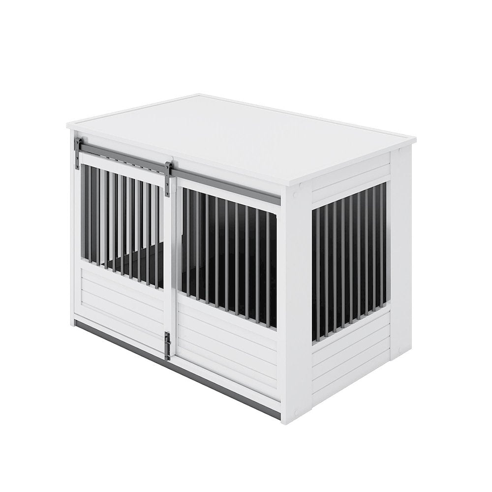 ECOFLEX Barn Door Dog Crate End Table - Antique White X-Large