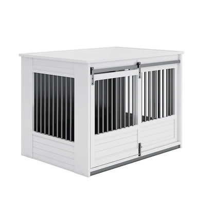 ECOFLEX Barn Door Dog Crate End Table - Antique White X-Large