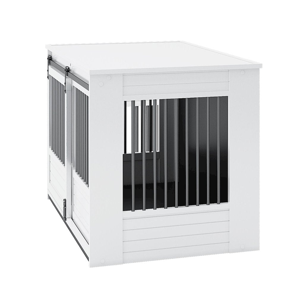 ECOFLEX Barn Door Dog Crate End Table - Antique White X-Large