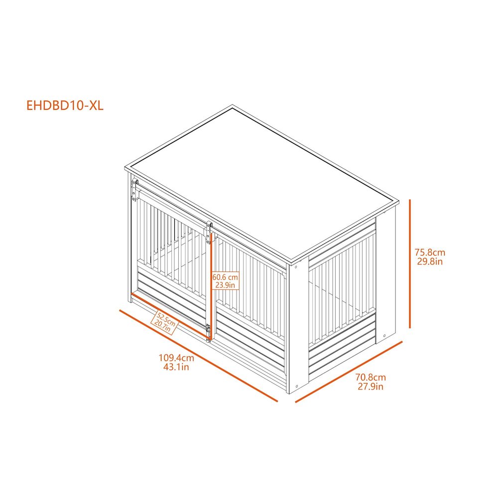 ECOFLEX Barn Door Dog Crate End Table - Antique White X-Large