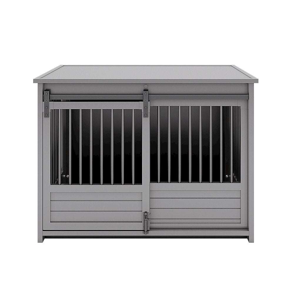 ECOFLEX Barn Door Dog Crate End Table - Gray Large