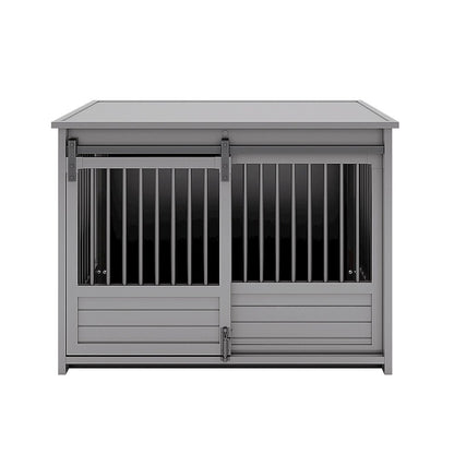 ECOFLEX Barn Door Dog Crate End Table - Gray Large