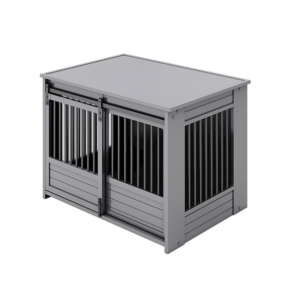 ECOFLEX Barn Door Dog Crate End Table - Gray Large