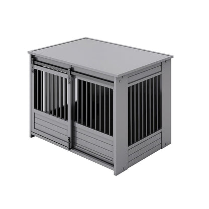 ECOFLEX Barn Door Dog Crate End Table - Gray Large