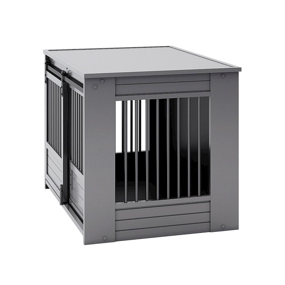 ECOFLEX Barn Door Dog Crate End Table - Gray Large