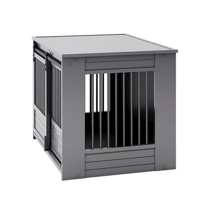 ECOFLEX Barn Door Dog Crate End Table - Gray Large