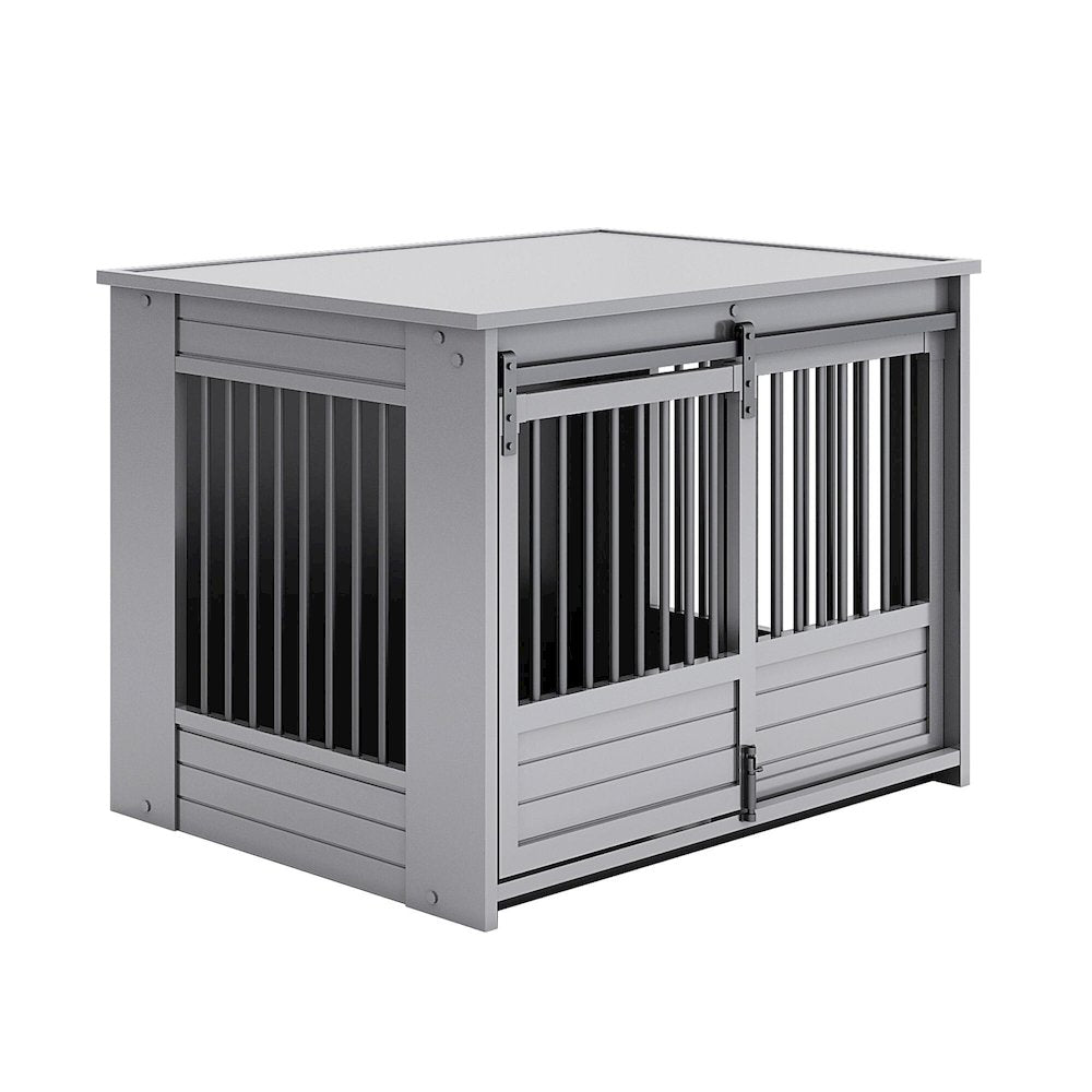 ECOFLEX Barn Door Dog Crate End Table - Gray Large