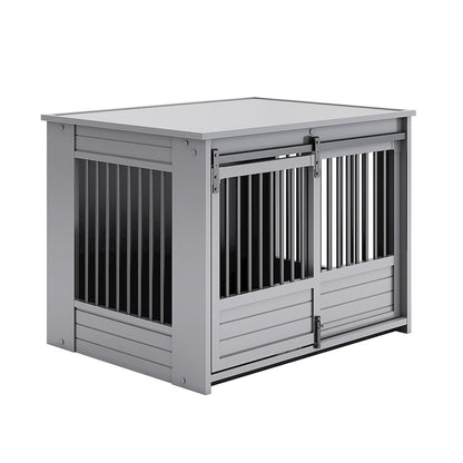 ECOFLEX Barn Door Dog Crate End Table - Gray Large