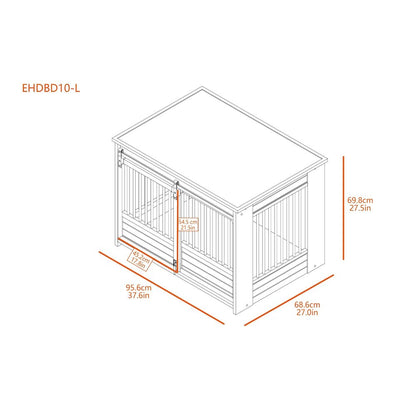 ECOFLEX Barn Door Dog Crate End Table - Gray Large