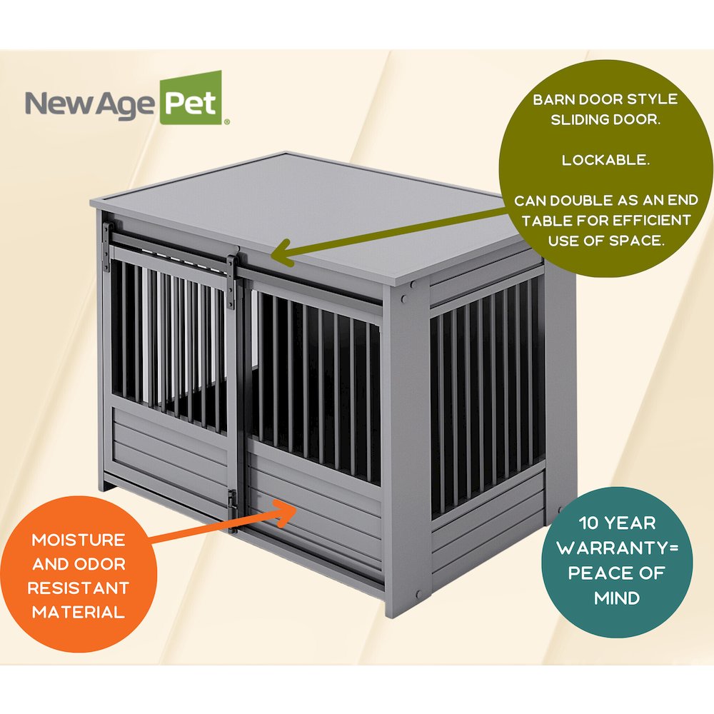 ECOFLEX Barn Door Dog Crate End Table - Gray Large